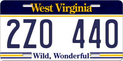 WV license plate 2ZO440