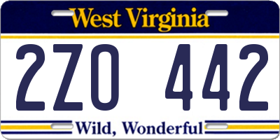 WV license plate 2ZO442