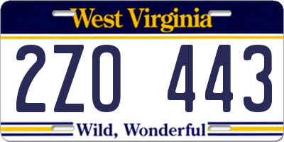 WV license plate 2ZO443