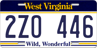 WV license plate 2ZO446