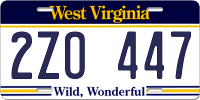 WV license plate 2ZO447