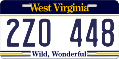 WV license plate 2ZO448