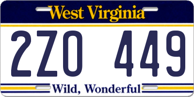 WV license plate 2ZO449