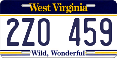 WV license plate 2ZO459