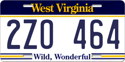 WV license plate 2ZO464
