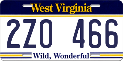 WV license plate 2ZO466