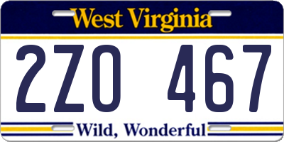 WV license plate 2ZO467