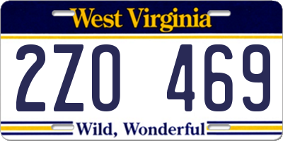 WV license plate 2ZO469