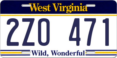WV license plate 2ZO471