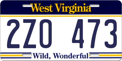 WV license plate 2ZO473