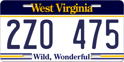 WV license plate 2ZO475