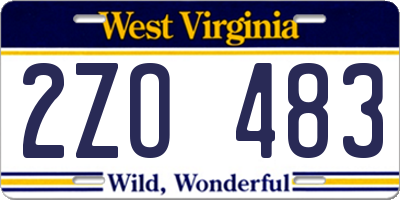WV license plate 2ZO483