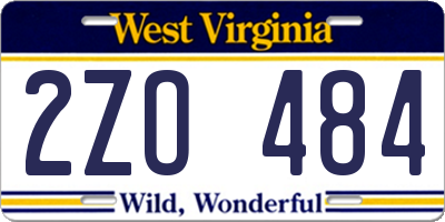 WV license plate 2ZO484