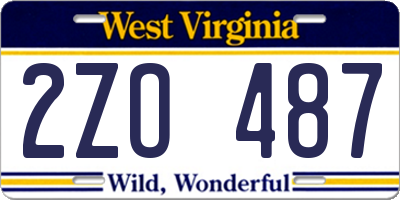 WV license plate 2ZO487