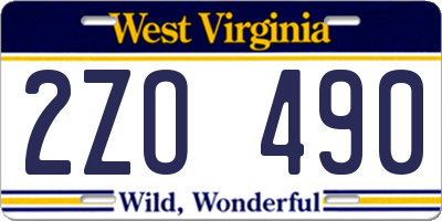 WV license plate 2ZO490