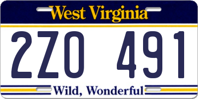 WV license plate 2ZO491
