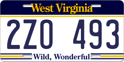 WV license plate 2ZO493