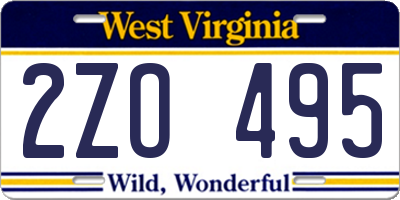 WV license plate 2ZO495