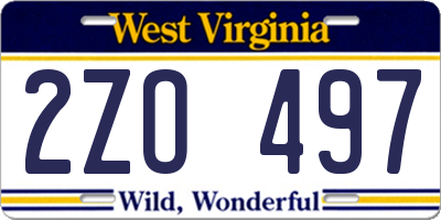 WV license plate 2ZO497