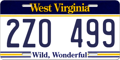 WV license plate 2ZO499