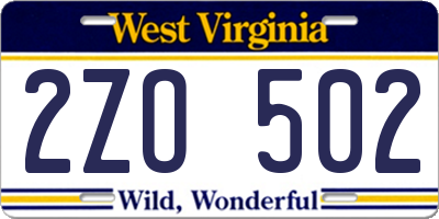 WV license plate 2ZO502