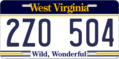 WV license plate 2ZO504