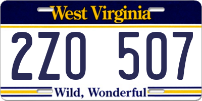 WV license plate 2ZO507