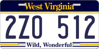 WV license plate 2ZO512