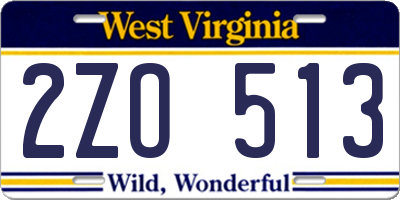 WV license plate 2ZO513