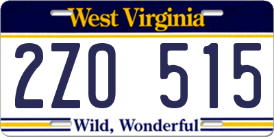 WV license plate 2ZO515