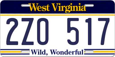WV license plate 2ZO517