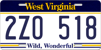 WV license plate 2ZO518