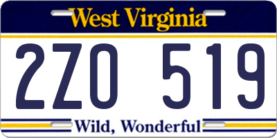 WV license plate 2ZO519