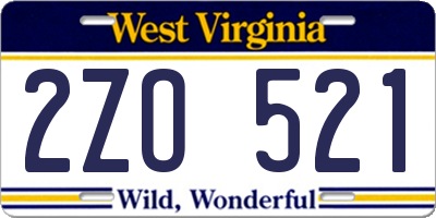 WV license plate 2ZO521