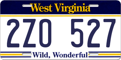WV license plate 2ZO527