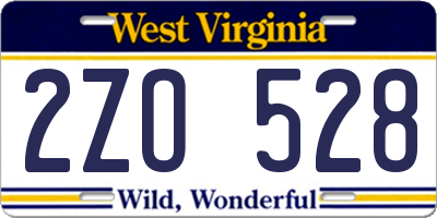 WV license plate 2ZO528