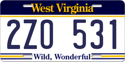 WV license plate 2ZO531