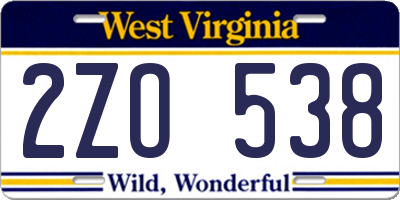 WV license plate 2ZO538