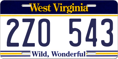 WV license plate 2ZO543