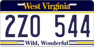 WV license plate 2ZO544