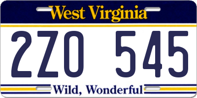 WV license plate 2ZO545