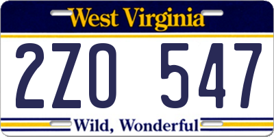 WV license plate 2ZO547