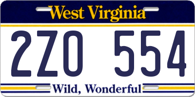 WV license plate 2ZO554