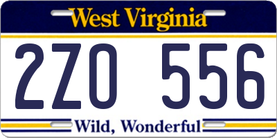 WV license plate 2ZO556