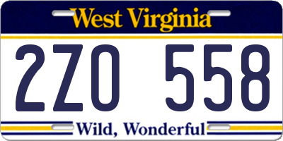 WV license plate 2ZO558