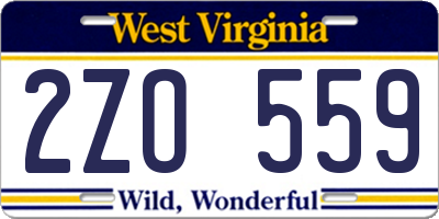 WV license plate 2ZO559