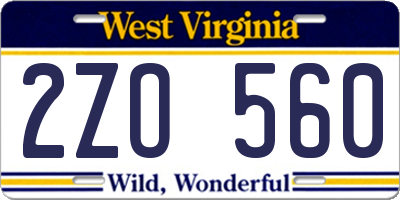 WV license plate 2ZO560