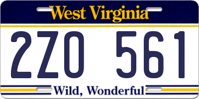 WV license plate 2ZO561