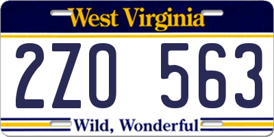 WV license plate 2ZO563