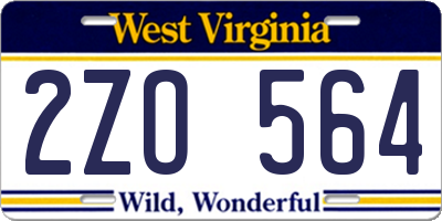 WV license plate 2ZO564
